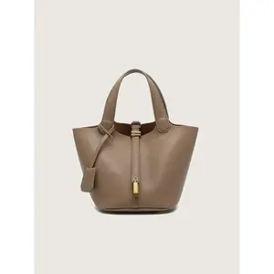 Women's handbag, new leather bucket bag, basket-style purse, women's bag, mom bag, bridal bag, high-end texture, versatile and stylish street fashion, handheld bag, handbag set