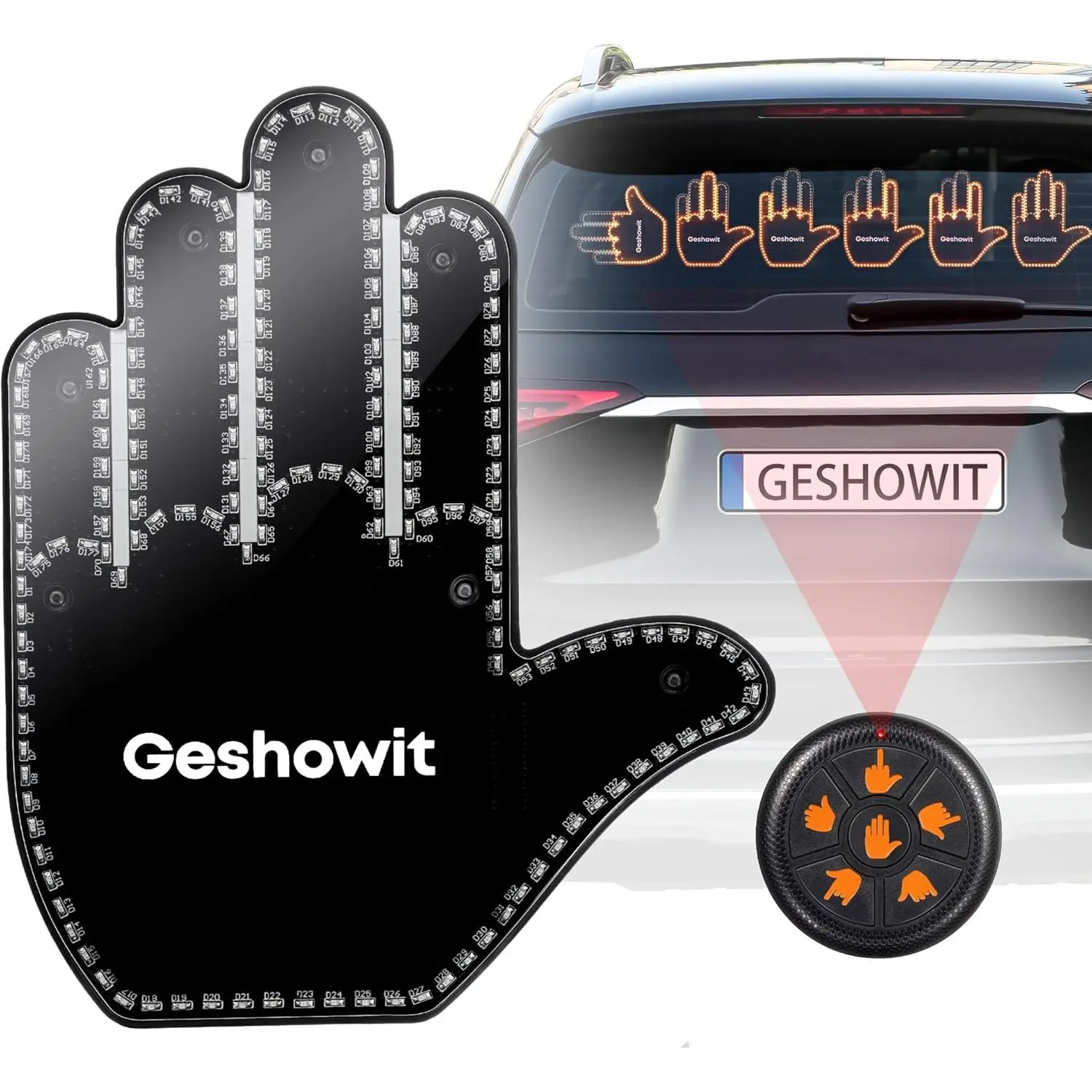 Accessories for Men -  Finger Light with 6 Gestures Remote - Show Your Feelings to Drivers - Ideal  Hand Gesture Lights,  Accessories, Hand Sign  LED Signs for Men and Women