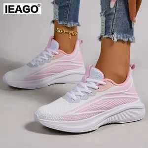 IEAGO Original Women's Sports Casual Running Jogging Shoes Pink Mesh Upper PU Fashion Cushion Closed Toe Footwear for Daily Wear & Workouts