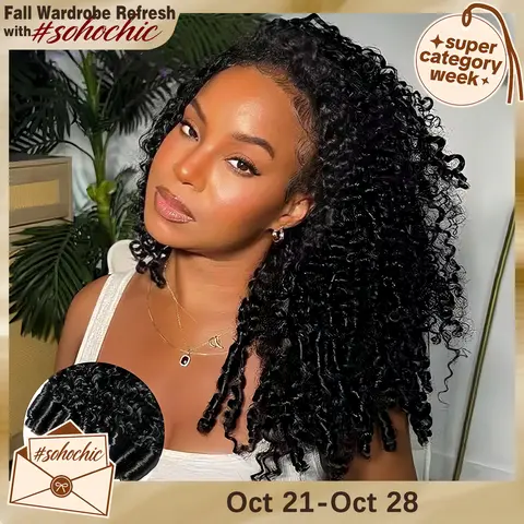 [3 In 1 Half Wig] Cheetah Beauty Burmese Curly Glueless Half Wig Seamless Flip Over Drawstring Wig Wear Go Half Wig Invisible Hairline Glueless Afro Kinky Curly Human Hair Beginner Friendly #SohoChic #tiktokshopstockup
