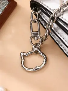 2pcs Cute Cat Head Spring Clasp Keychain Hooks - Safety Spring Clips, Adorable Kitty Shape Connector Suitable For Handbags, Backpacks, Keychains, Wallets And DIY Craft Accessories, Bag Extender Chain, Pet Leash Parts, Luggage Hardware, Carabiners
