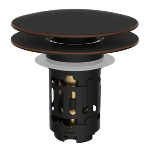 Hibbent Upgraded 3 in 1 Bathroom Sink Drain Strainer, Pop Up Sink Stopper with Big Push Cap, Anti-Clogging Metal Filter Basket,Sink Plug with Hair Catcher for 1.1''~2.36'' Basin, Oil-Rubbed Bronze