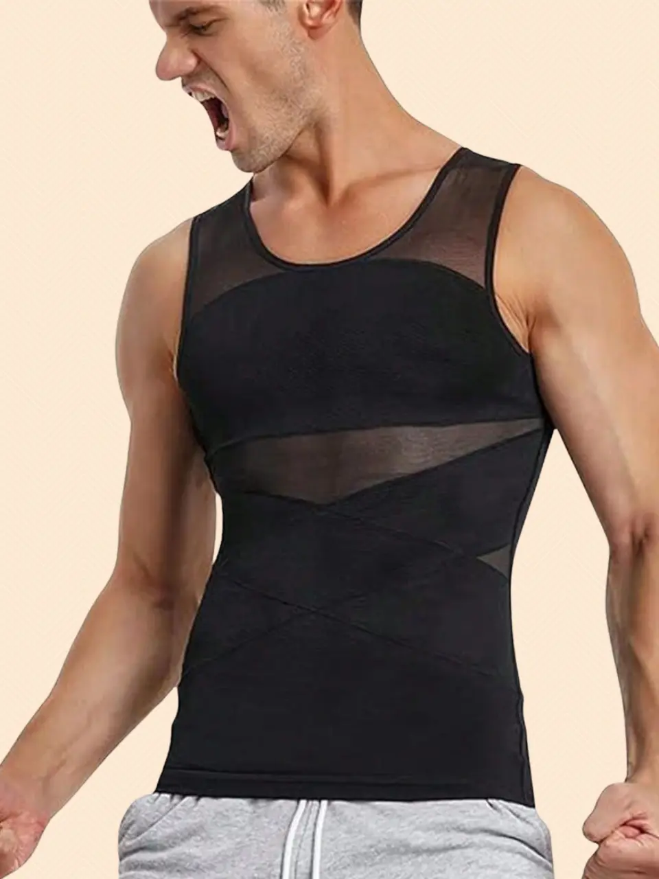 Men's Compression Shirt – Slimming Body Shaper Vest Tank Top for Tummy Control and Posture Support Clothes Fabric