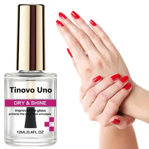 Tinovo Uno 12ml Quick Dry and Shine Nail Polish Strengthener, Nail Care Liquid, Unscented, Alcohol Free, Top Gloss, Glossy Finish, Natural Fast Dry in few Minutes. Protect the Nail Vivid Color