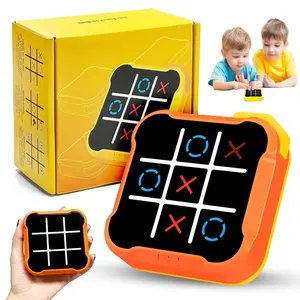 4-in-1 Electronic Handheld Puzzle Game Console Tic Tac Toe Memory Flash Whack-A-Mole Portable Kids Toys 6+ Yellow Gaming Set