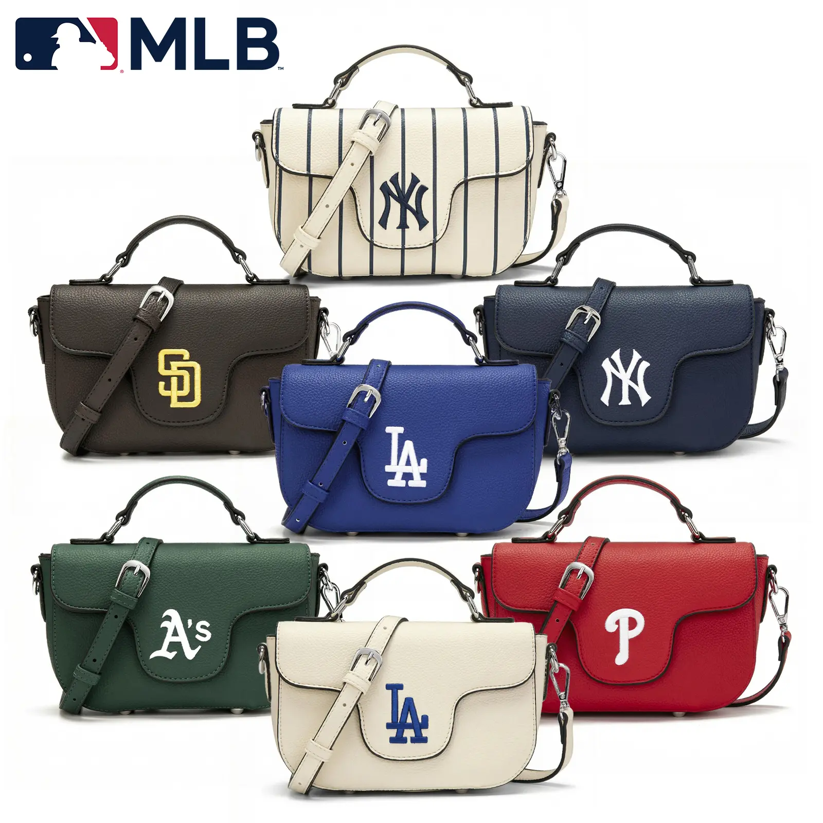 MLB Crossbody Bag for Game Day Essentials & Casual Fan Gear, Waterproof,Lightweight Shoulder Bag,Fashionable Handbag Leather Satchel,Business, Work, Travel, School, 125