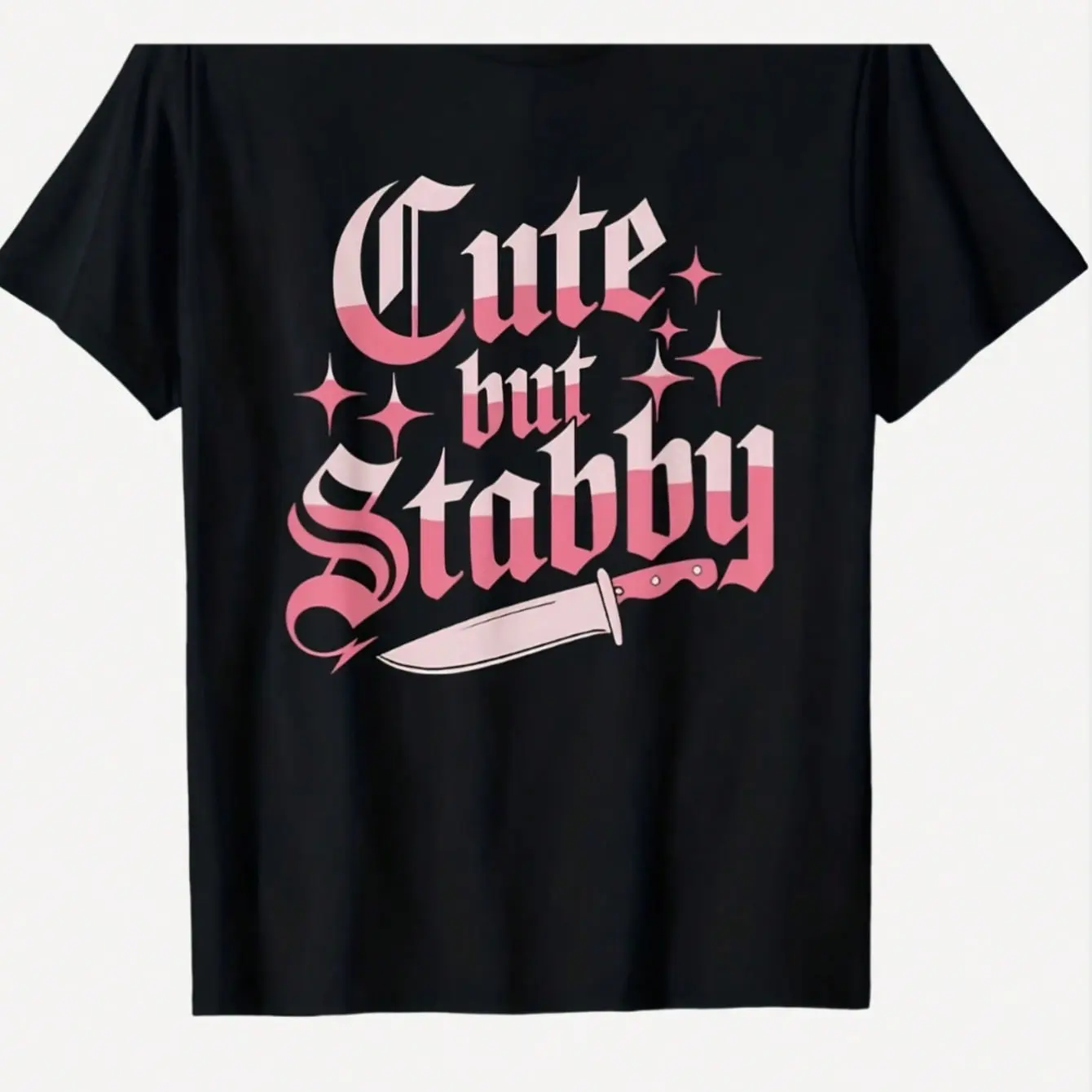 Cute Pattern Playful And Hurtful Pattern T-Shirt Round Neck T-Shirt Casual Short Sleeve Printed Top Machine Washable Adu