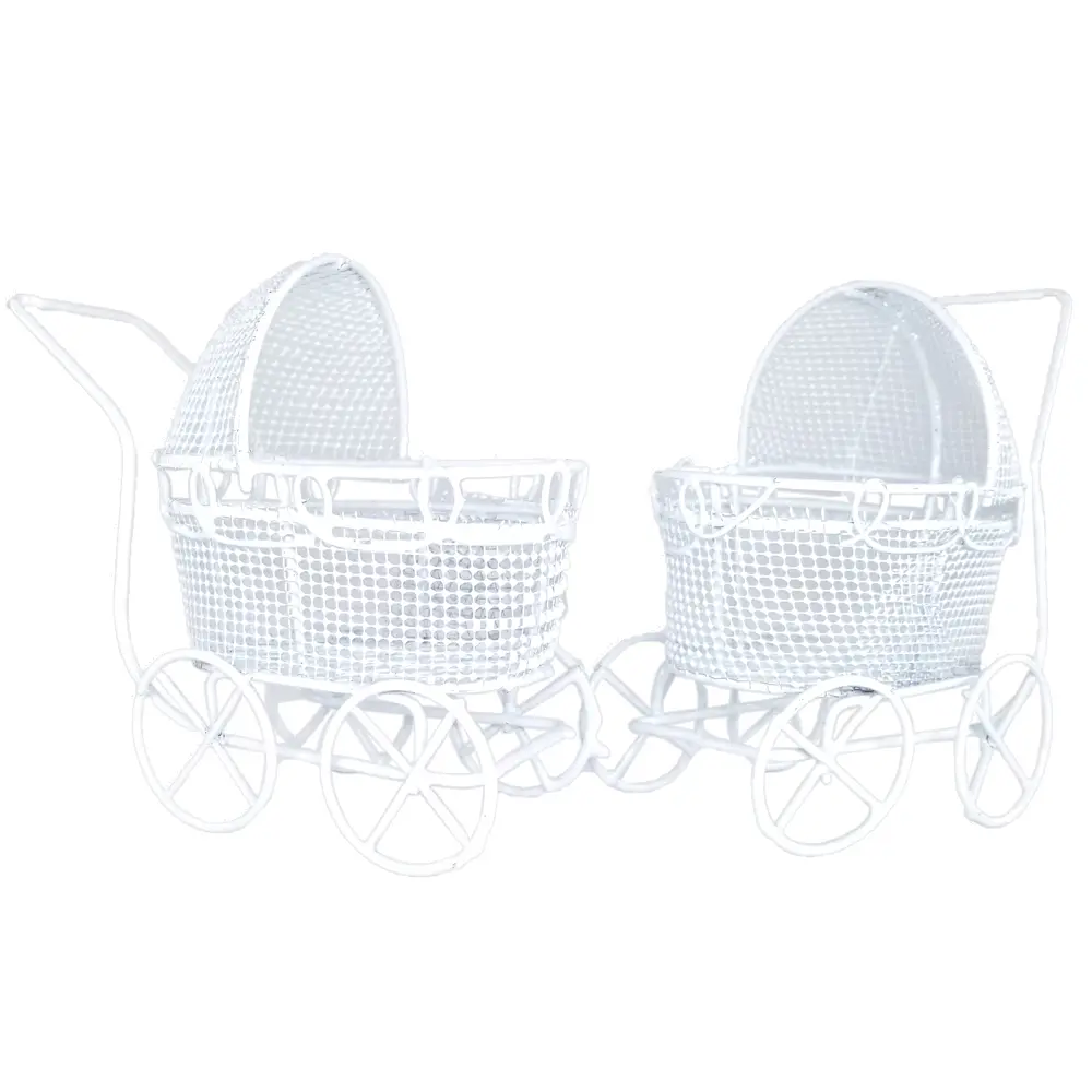 8inch White Vintage Mini Stroller Carriage Basket