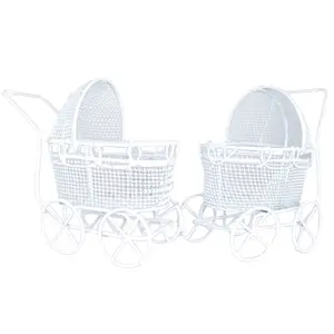 8inch White Vintage Mini Stroller Carriage Basket