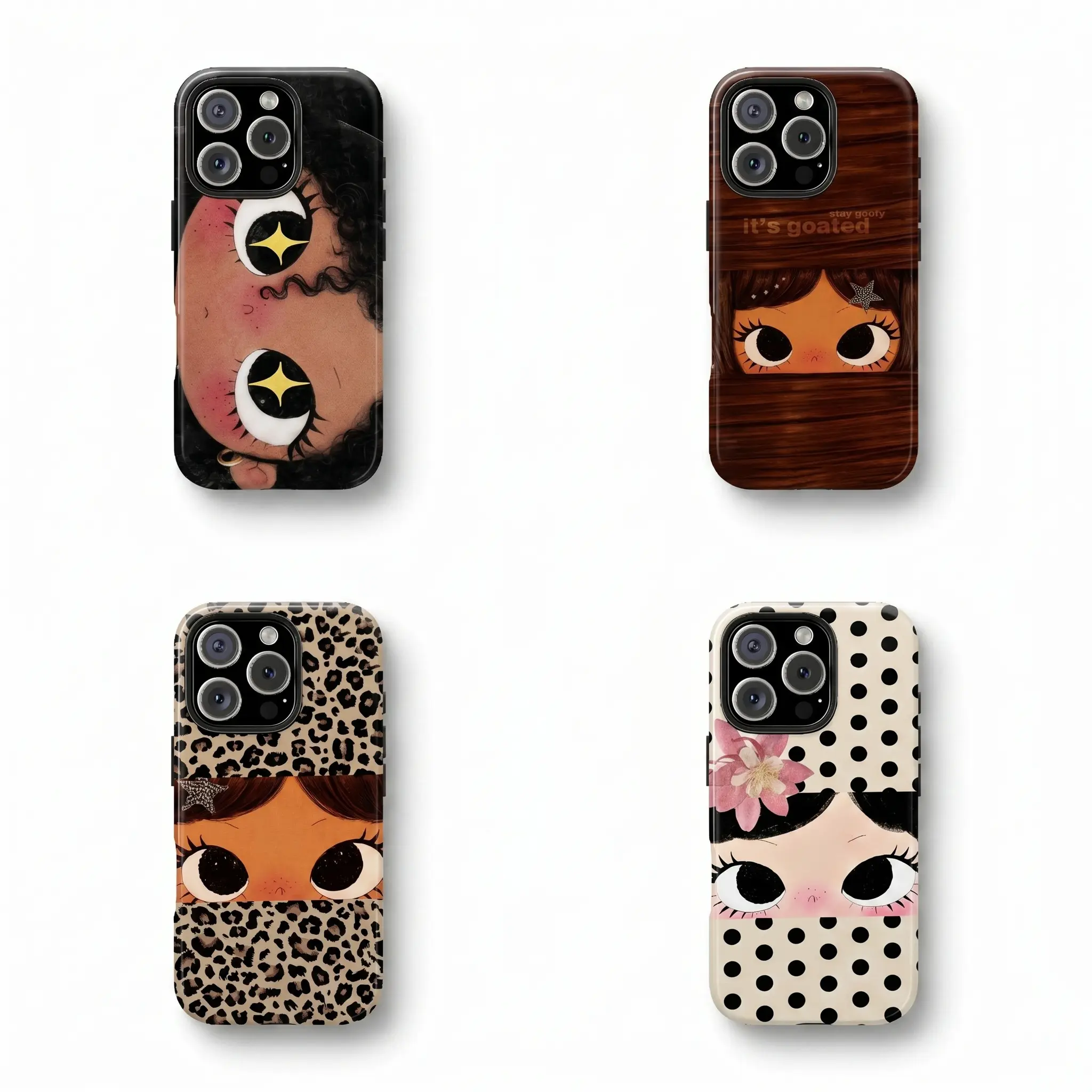 Big Eyes Doll Phone Case – Cute Cartoon Girl with Starry Big Eyes, Dreamy Kawaii Aesthetic Cover Suitable for iPhone 17 16 15 14 13 12 11 Pro Max Plus shock-absorbing Artsy Cute Gift Anime Core Vibe Rugged Bumper Hard Shell Armor