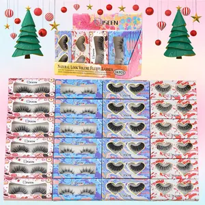 24 Pairs False Eyelashes, Colorful Gift Box Pack C/D Curling Cat Eye Natural Look Lashes Fluffy, Mixed Styles, Easy to Apply, Handmade, Perfect for Valentine'S Day Gift, Christmas, Party, Date, or Everyday Use
