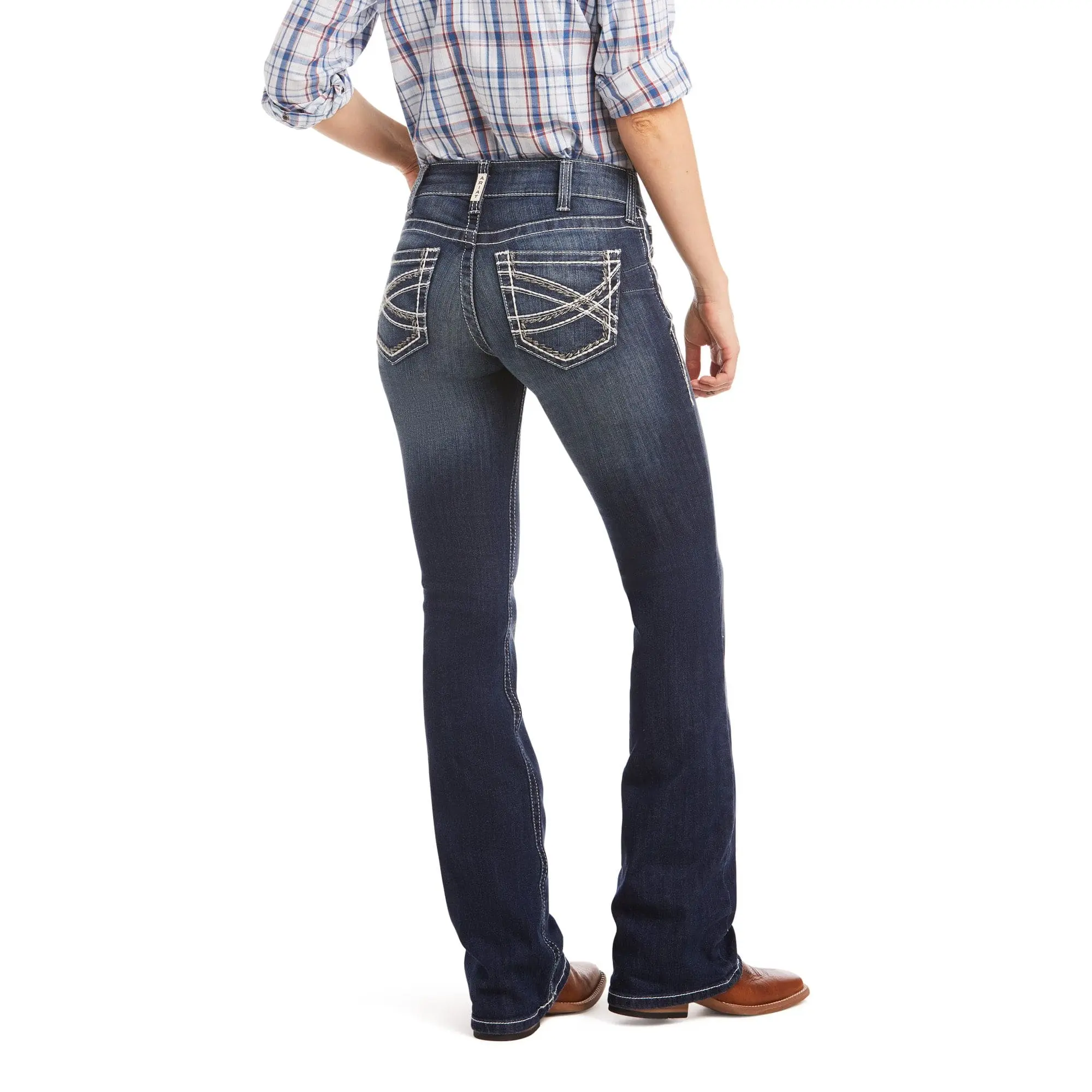 Ariat Women’s R.E.A.L Mid-Rise Entwined Bootcut Jeans - Lady’s Everyday Fit Western Clothing Bottom, Cotton-Spandex Denim, Hip-Flattering Leg, Pockets (Style 10017510), Clean Western Look, Contoured No-Gap Waistband, Clothes, Outdoors, Stretch Denim, Casu