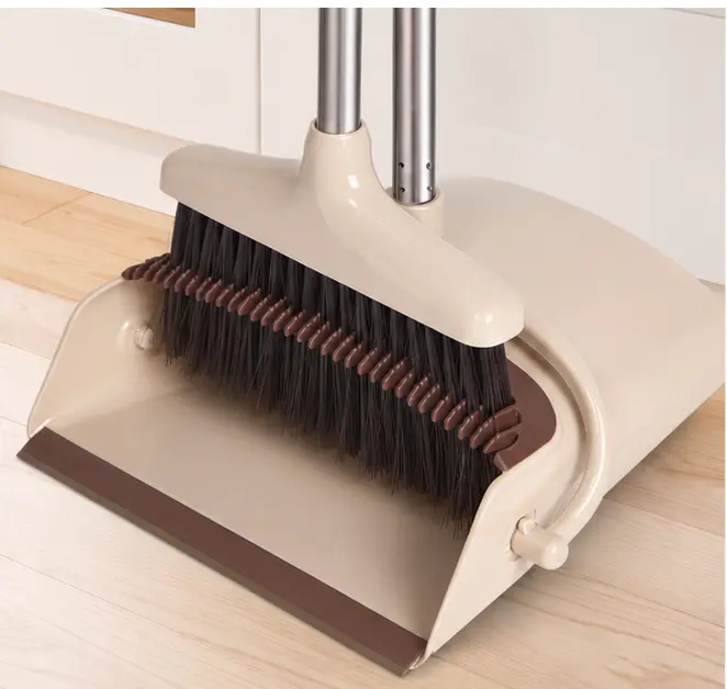 Broom and Dustpan Set with Long Handle, Upright Cleaning Combo for Home, Kitchen, Office & Pet Hair