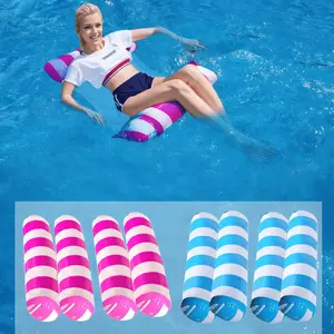 Inflatable Pool Floats 4-in-1 Inflatable Floating Bed 4 Pack- Hammock, Lounger, Raft, and Exercise Saddle - Blue & Rose Red - for Pool, Lake, Beach Leisure Float
