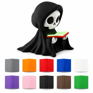 Grim Reaper Reading Figurine with Glow in the Dark Book, Gothic Dark Academia Bookshelf Decor, 3D Printed Goth Desk Statue, Halloween Book Lover Gift, Witchy Reading Nook Decor