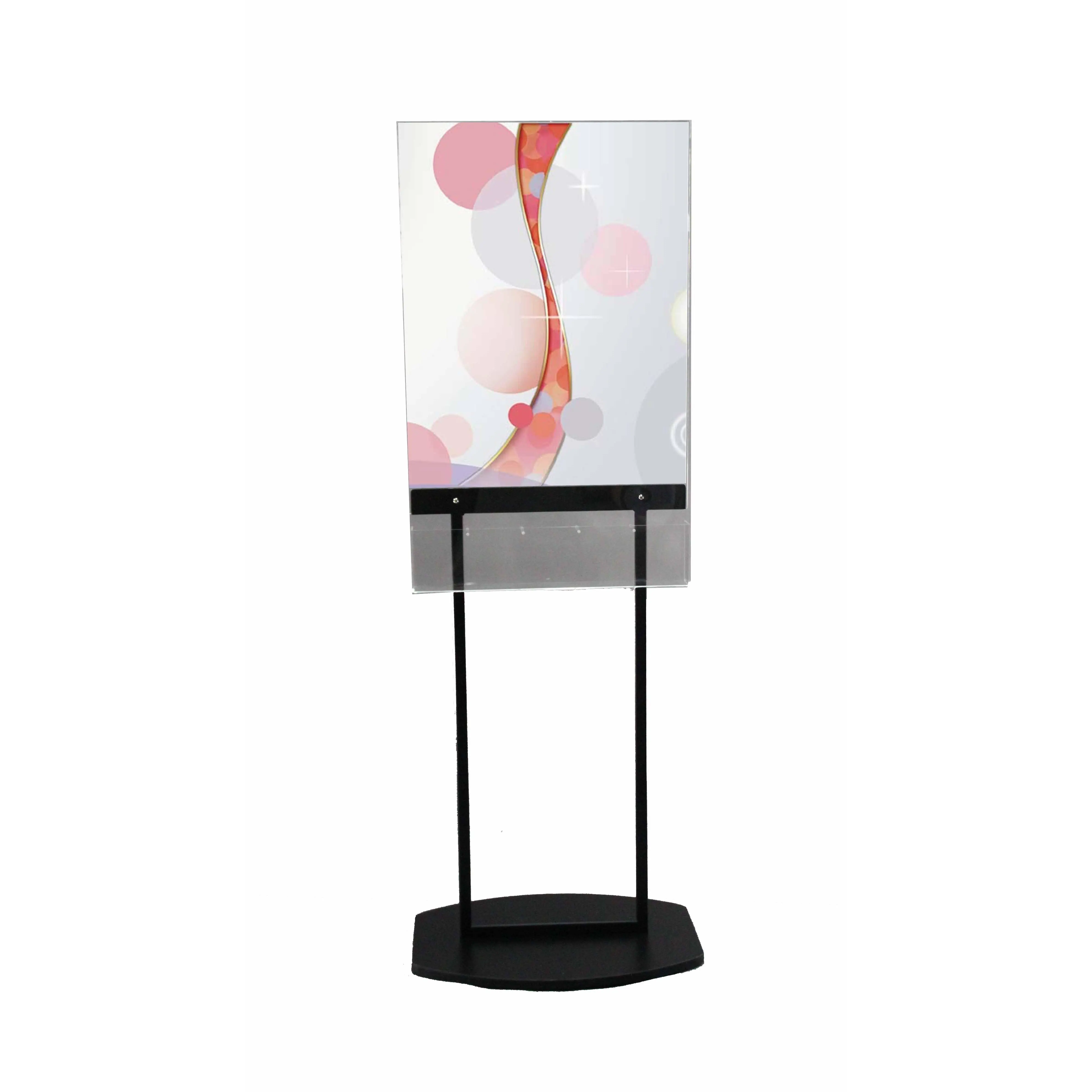 FixtureDisplays® Acrylic Clear Poster Metal Floor Stand 22X28" with Pocket Adjustable Brochure Holder 119050