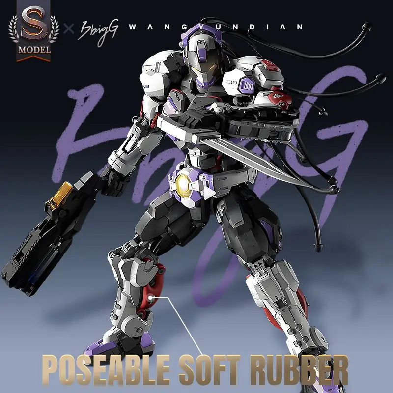 Cyborg Fighter Armor Model Kit, 1/100 Scale, 19cm/7.5in Fully Movable Boxing Robot Figures, Includes Giant Power Gloves, Collectible DIY Sci-Fi Soldier Set, Action Figure
