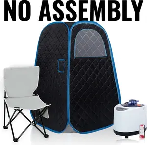 No Assembly Portable Steam Sauna Box for Home, Thickened Quilted Full Body Sauna Tent with 1000W Steam Generator and Chair