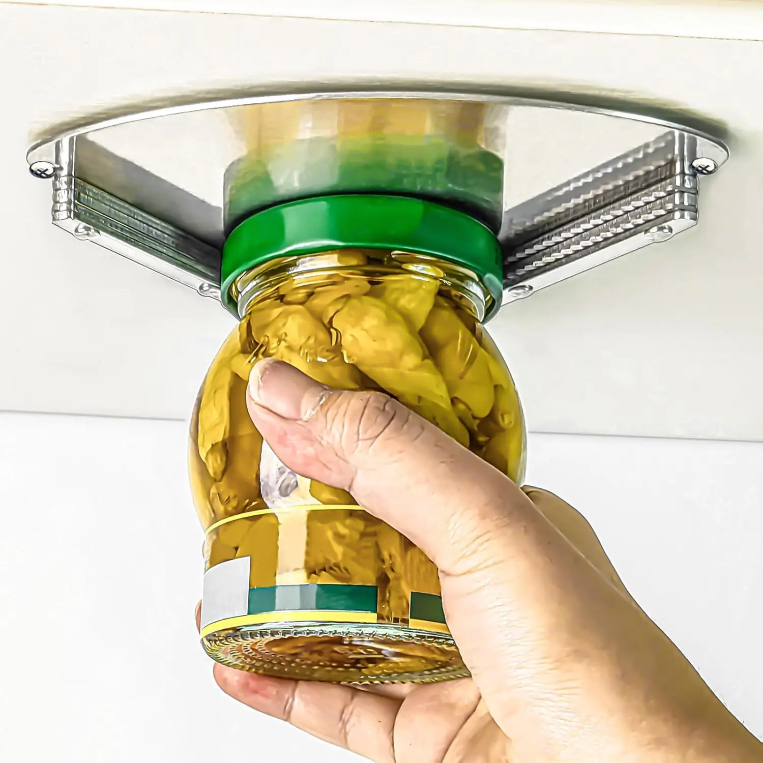 Jar Opener for Seniors | Under Cabinet Tactical Bottle Opener for Seniors With Arthritis or Weak Hands | Under Counter Can Opener | Jar Lid & Bottle Cap Opener Tool | Stainless Steel Material