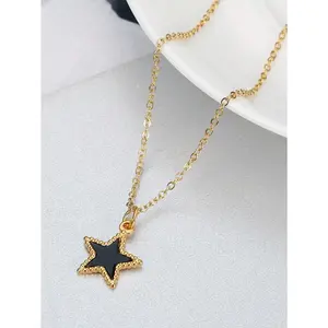 1 Pc Sparkling Star Necklace, Women's Stainless Steel Star Pendant, Collarbone Chain, Simple Design, Temperament, Casual Necklace, A Birthday Gift for Girlfriends and Close Friends