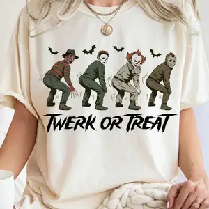 Funny Halloween Twerk or Treat Shirt, Halloween Horror Characters Shirt, Dancing Killer Shirt, Spooky Season Merch,Trick Or Treat Tee, Halloween Shirt