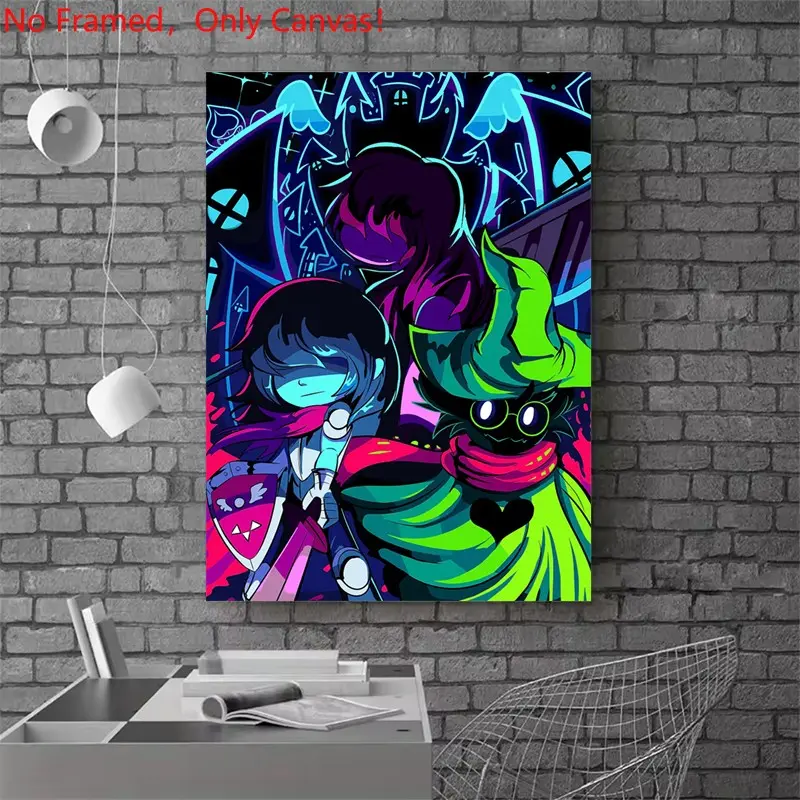1 piece/set frameless canvas print poster, Hanging wall art, Game Poster art, Deltarune Gaming, a gift for video game lovers, ideal for bedroom, living room, home decor, Graphic Prints