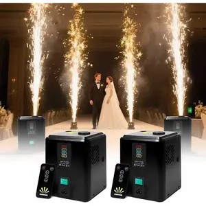 2 x Mini Cold Spark Machine, Portable FX Device with Auto Safety Cutoff, No DMX, Stage/Wedding/Event Special Effects Machine (2 Unit Black + 10 Pieces 50 g Consumables) Firework Party Supplies