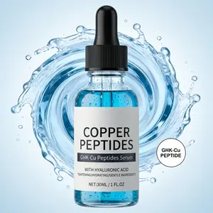 GHK-Cu Copper Peptide Serum with Hyaluronic Acid, Anti-Aging Firming Wrinkle Smoothing Deep Moisturizing Vegan Fragrance-Free 30ml Daily Facial Serum for All Skin Types Men & Women Cruelty-Free