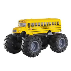 Monster Wheels School Bus for Toddlers, Kids, and Boys - Durable Pull-Back Toy with Vibrant Colors, Great for Hand-Eye Coordination Remote Control Car Playtime