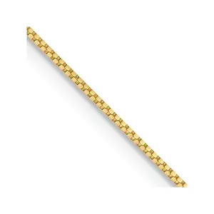 10K Solid Yellow Gold 0.7MM . Box Chain Necklace Womens Gold Chain Available in 16-24 Inch Lengths