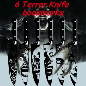 6 Piece 2D Flat Horror Knife Pet Bookmarks, Elegant Design, Ideal for Daily Use or Collection, Unique Gift for Friends and Family