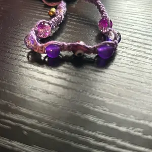 Purple evil eye and amethyst macrame bracelet arm candy