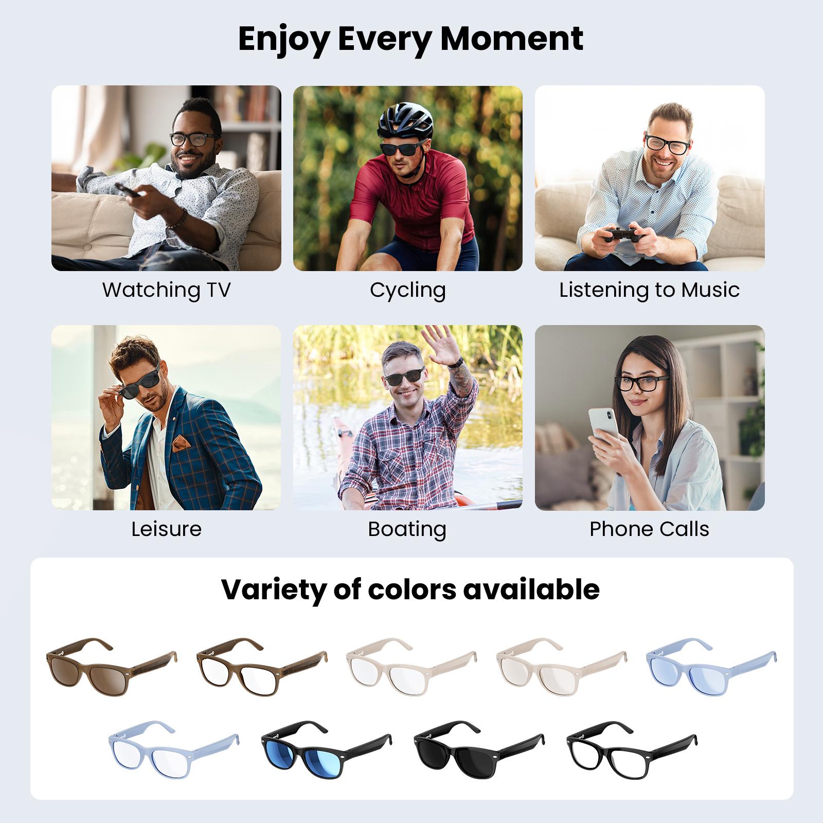 WeariQ Blue Light Blocking Smart Glasses & Smart Sunglasses ,AI Bluetooth Translation Smart Glasses-Supports Google Translate & ChatGPT, Built-in Mic & Speakers, HD Calling, 10H Music, Wireless Wearable,For Sports&Travel,Digital Eye Strain Relief,Driving
