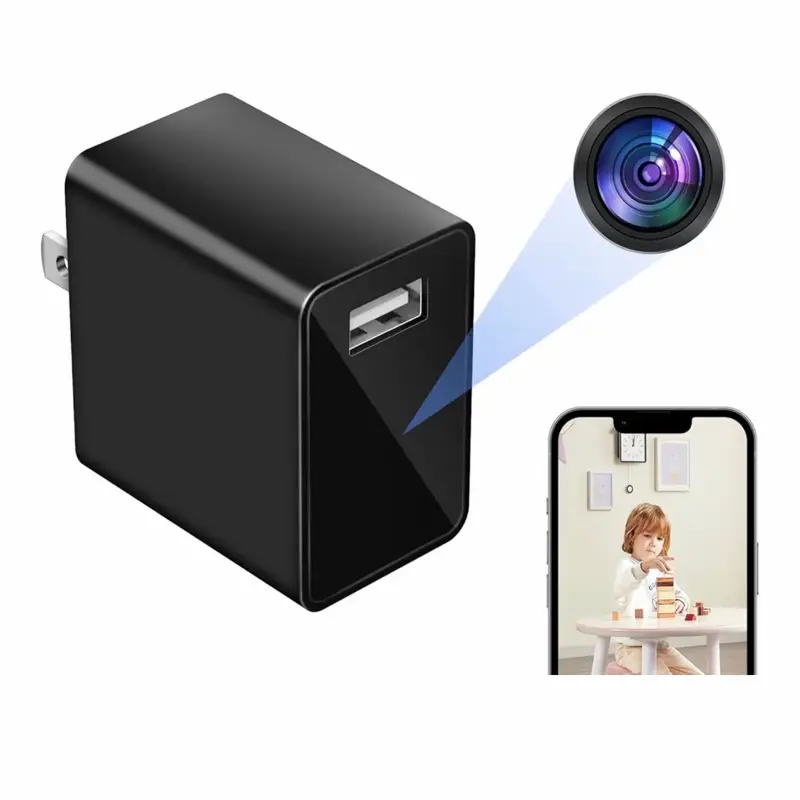 Smart USB Charger Security Camera Full HD 1080P WiFi Small Wireless Indoor Security Camera with Motion Detection Alerts Remote Viewing