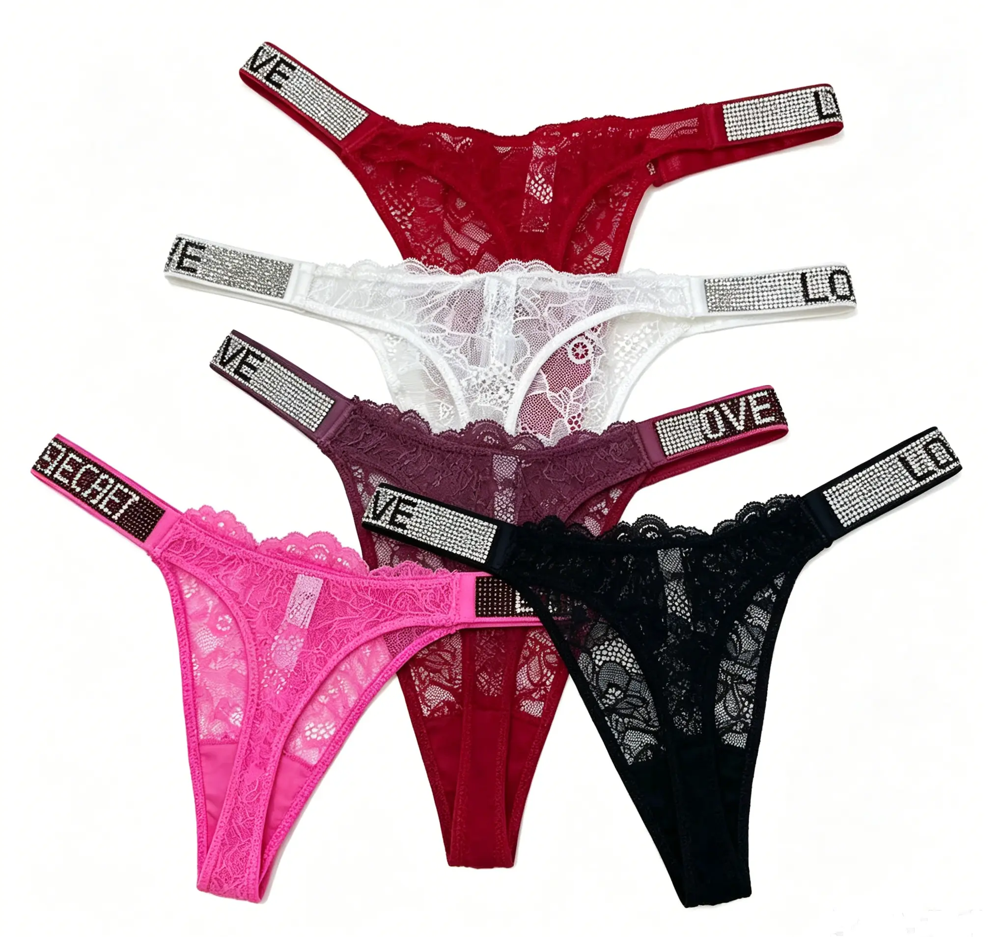 Rhinestone Lace Thong Ultra-thin Women's Thong Panties Multi Color Dating Panties Underpants