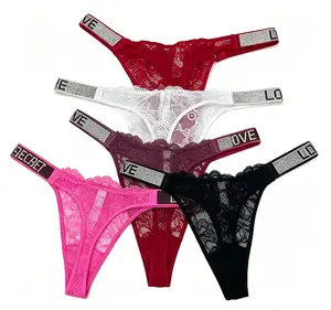Rhinestone Lace Thong Ultra-thin Women's Thong Panties Multi Color Dating Panties Underpants