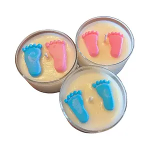 Baby Foot Print Candles - Pink or Blue - Infused with Gentle Baby Scent - Decor