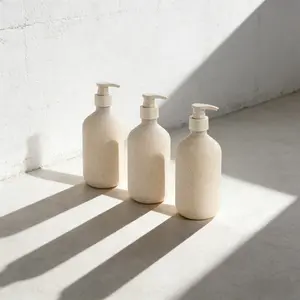 3-Piece Set 500ML Natural Corn Stalk Biodegradable Shower Gel Shampoo Conditioner Home Care Press Bottle Dispenser Bottles