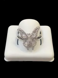Ali Jewelers Silver Butterfly Ring - Cubic Zirconia Sparkling Stones, Multi-Size, Unisex Design for Everyday Wear