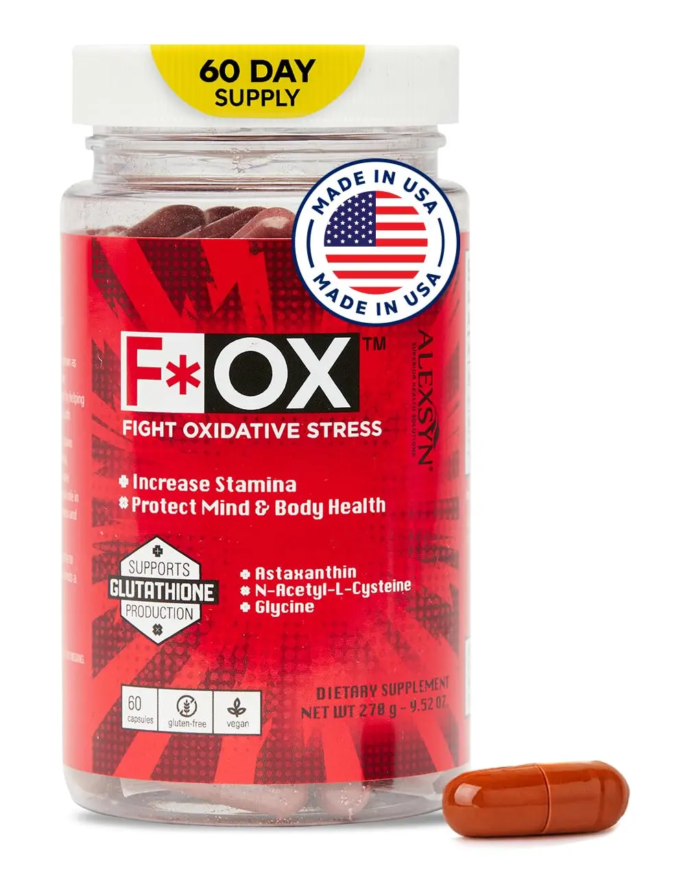 Alexsyn Mega-Potent Antioxidant Supplement - Fight Oxidative Stress and  Boost Vitality - Vegan & Gluten-Free - 60 Capsules - Supports Body's  detoxification Process