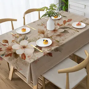 Vintage floral music score tablecloth - elegant rectangular polyester tablecloth, machine washable and iron free, suitable for Christmas, Easter, parties, picnics and outdoor decoration, decorated with vintage musical note prints