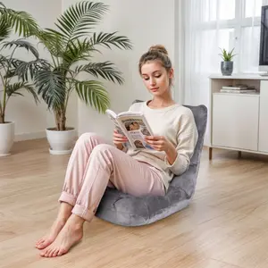 LEMY 14-Level Adjustable Folding Floor Chair with Plush Cushion Lazy Recliner Sofa for Gaming, Reading, and Relaxing