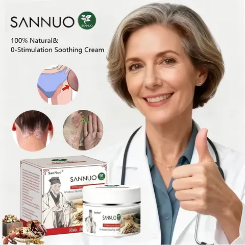SanNuo Herbal Natural 0 Hormone Calming Cream improves scalp psoriasis, dry and itchy hands and feet, eczema, herpes, genital itching, quickly relieves itching and reduces inflammation, suitable for all sensitive skin types and all ages. Skin savior