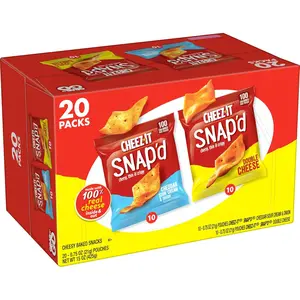 Cheez-It Snap'd Cheese Cracker Chips, Thin Crisps, Lunch Snacks, Variety Pack, 15oz Box (20 Packs) Milk Flavor