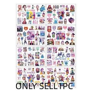 Kpop Cartoon Girl Witch Colorful Girl Group Tattoo Stickers, Kids Cartoon Tattoos, Birthday Party Tattoos, Water Transfer Stickers