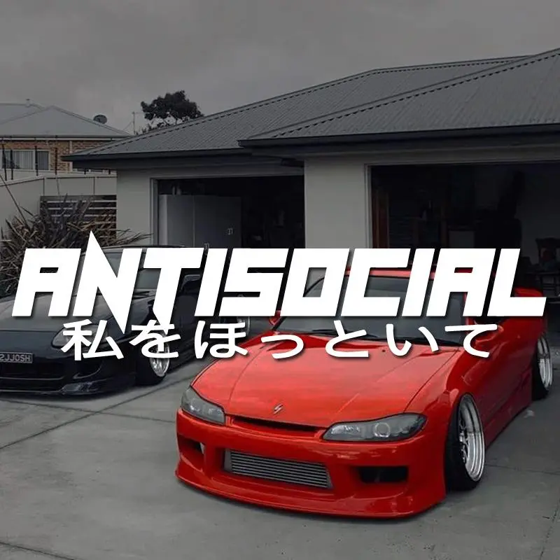 JDM style "ANTISOCIRL" vinyls decal,Windshield Rear Window Decal Car Sticker Banner, for car truck&LAPTOP!