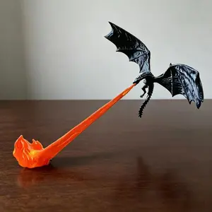 3D Dragon Flame Sculpture Ornament, Interior Decoration Accessories - 3D Printed Fire Breathing Dragon Statue, Suitable for Home, Office Desk, Cabinet, and Computer Desk