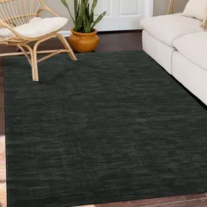 GARVEE Extra Large 10x13 Area Rug for Living Room, Modern Solid Washable Rug, Contemporary Indoor Floor Carpet, Non Slip Low Pile Foldable Accent Rug for Bedroom and Home Decor, Black