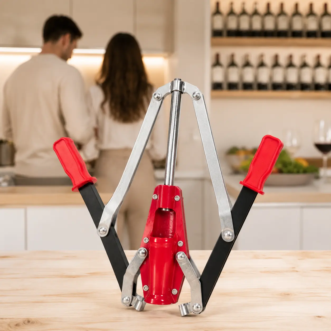 Professional Manual Wine Corker - Heavy-Duty Wine Bottle Corking Tool for Home Winemaking, Airtight Seal Corkscrew Press with Manual Lever for No-Waste Sealing