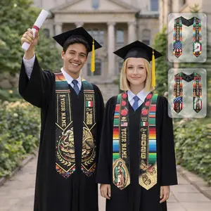 Mexican American Flag Graduation Sash 2026 Custom Mexico USA Hybrid Grad Stole Latino Pride Graduation Gift Class of 2026 Distinctive Blend of Flags for Proud Graduates
